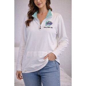 Disney Cruise Line Europe White Quarter Zip Pullover Sweatshirt Womens Medium